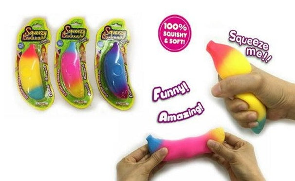 Stretchig Regnbågs Banan 12cm Osorterad 1-pack
