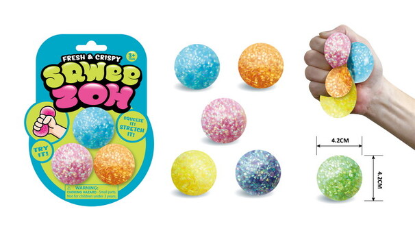 Neon Stressboll Kristall 4,2 cm 3-pack Osorterad