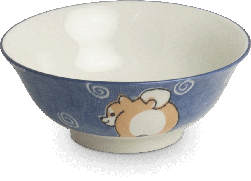 Mellanstor skål med Shiba-motiv. Storlek: Ø19 cm | H7,5 cm.