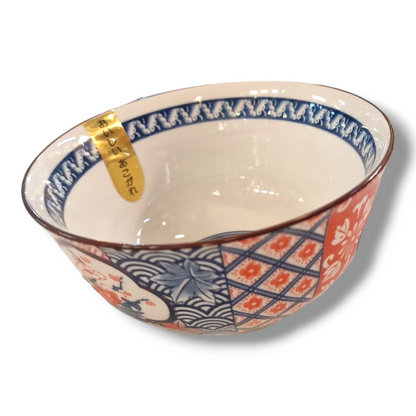 Liten Japansk Porslin skål blå & röd imari mönster Ø13cm | H7cm