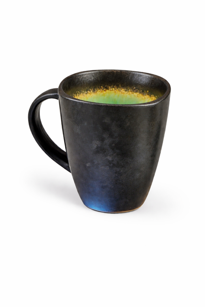 Kaffe/tekopp Svart & grön Ø9xH11