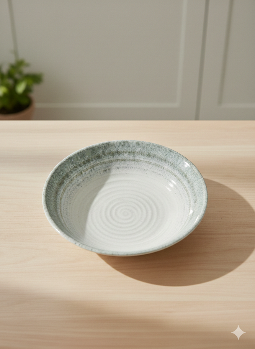 Tallrik Rund Blå och vit Spiral Ø25cm | H5,5 cm
