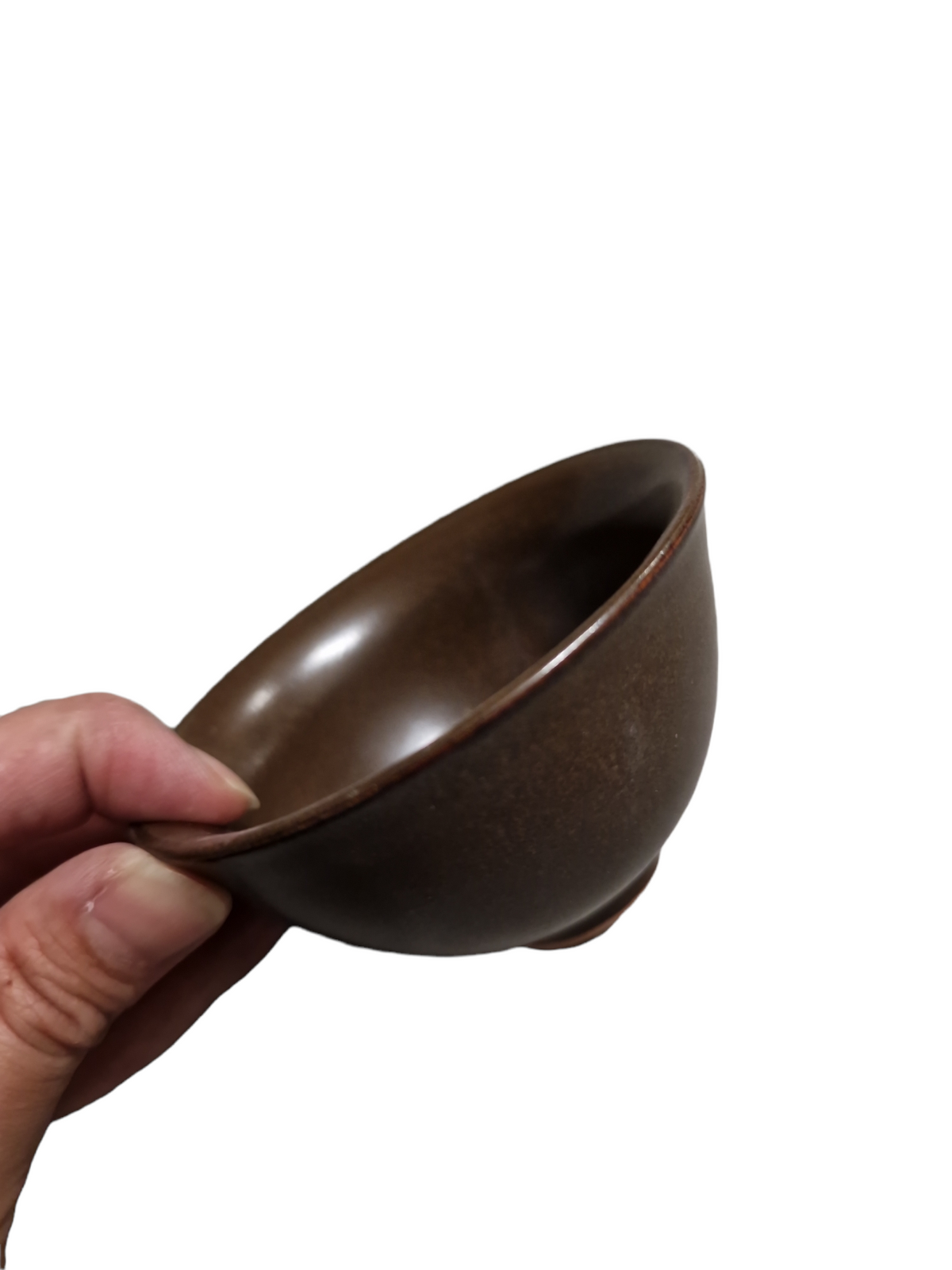 mörk brun liten skål